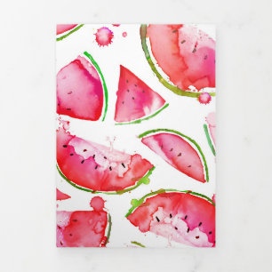 Watercolor Watermelon 1 Tri-Fold Card