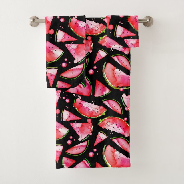 Watercolor Watermelon 2 Bath Towel Set (Insitu)