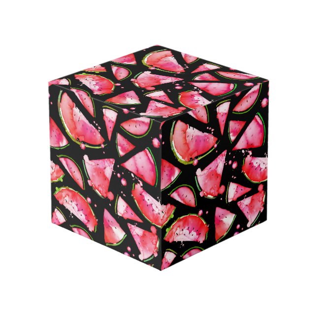 Watercolor Watermelon 2 Cube (Front Angled)