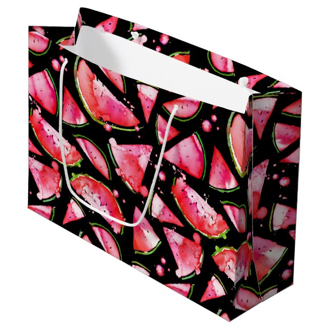 Watercolor Watermelon 2 Large Gift Bag (Front Angled)