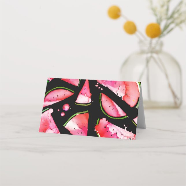 Watercolor Watermelon 2 Place Card (Front)