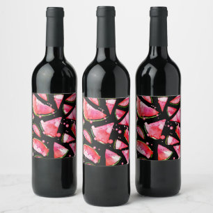 Watercolor Watermelon 2 Wine Label
