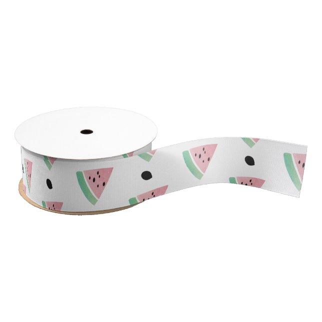Watercolor Watermelon and Seeds Fruity Grosgrain Ribbon (Spool)