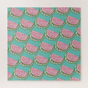 Watercolor Watermelon Doodles Painted Pattern Jigsaw Puzzle