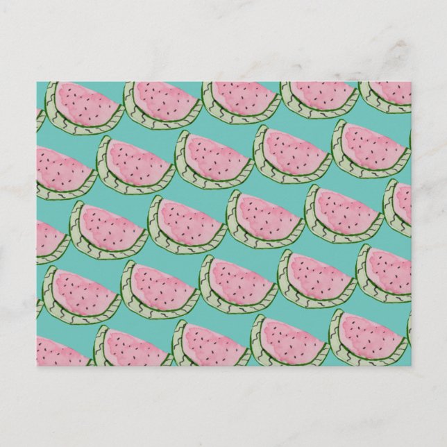 Watercolor Watermelon Doodles Painted Pattern    Postcard (Front)