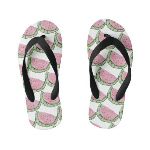 Watercolor Watermelon Doodles Painted Patterned  Kid's Flip Flops