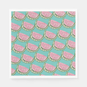 Watercolor Watermelon Doodles Painted Patterned Na Napkin