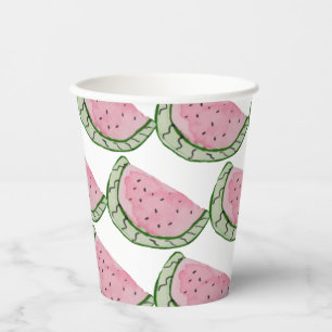 Watercolor Watermelon Doodles Painted Patterned  Paper Cups