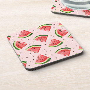 Watercolor Watermelon Fruit Pattern Coaster