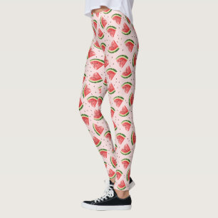 Watercolor Watermelon Fruit Pattern Leggings