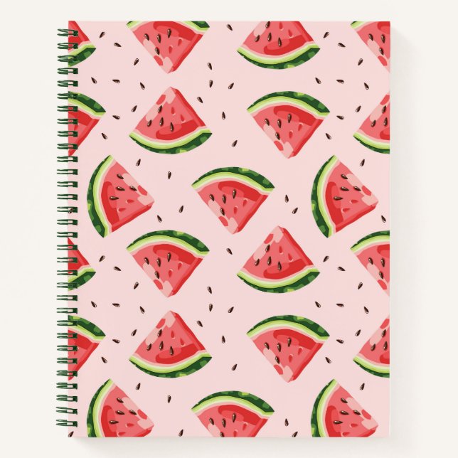 Watercolor Watermelon Fruit Pattern Notebook (Front)