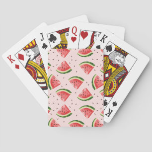 Watercolor Watermelon Fruit Pattern Playing Cards