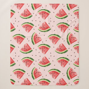 Watercolor Watermelon Fruit Pattern Sherpa Blanket