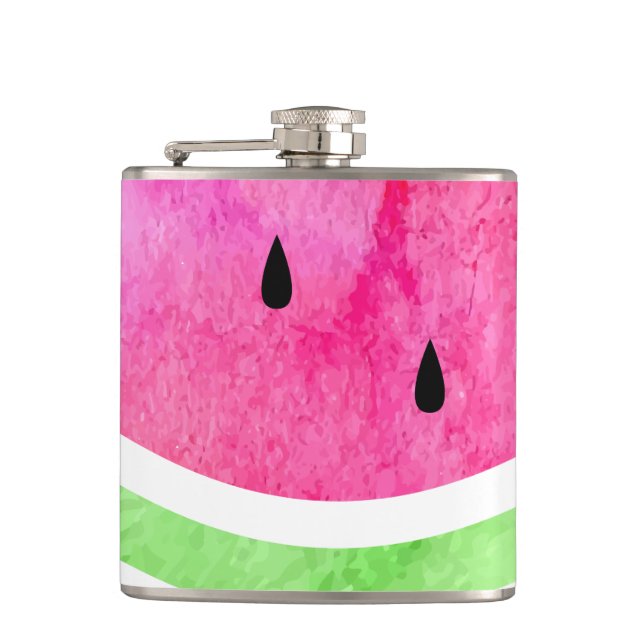 Watercolor Watermelon Hip Flask (Front)