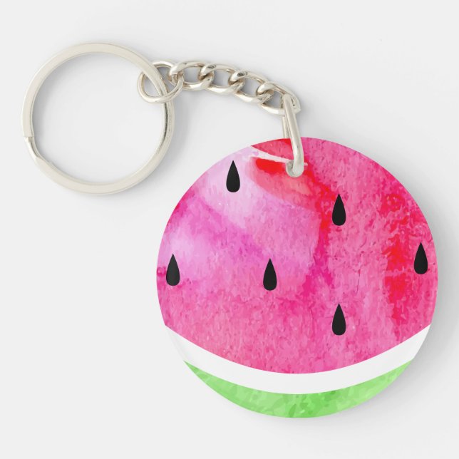 Watercolor Watermelon Key Ring (Front)