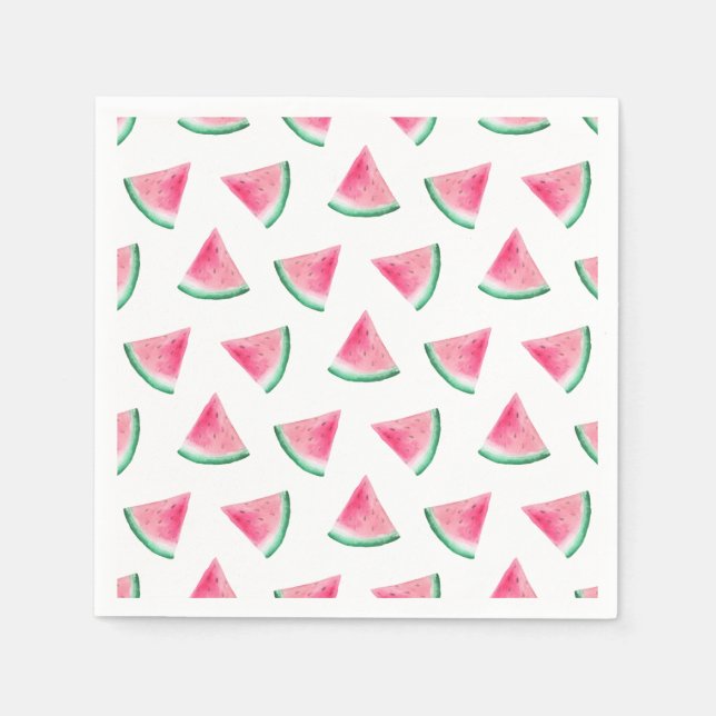Watercolor watermelon. Kids pattern. Pink berry Napkin (Front)
