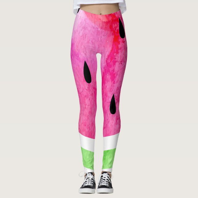 Watercolor Watermelon Leggings (Front)