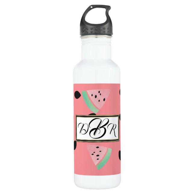 Watercolor Watermelon Monogram 710 Ml Water Bottle (Front)