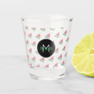 Watercolor Watermelon Monogram Custom Personalised Shot Glass