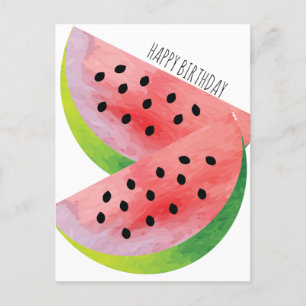Watercolor Watermelon Pair Summer Birthday Postcard