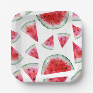 Watercolor Watermelon Paper Plates