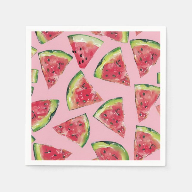 Watercolor Watermelon Party Napkin (Front)