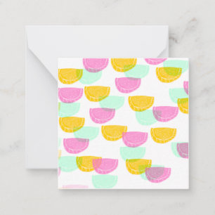 Watercolor Watermelon Pink Green Yellow Pattern   Card