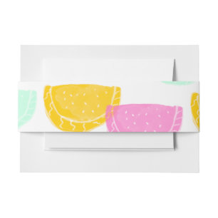 Watercolor Watermelon Pink Green Yellow Pattern   Invitation Belly Band
