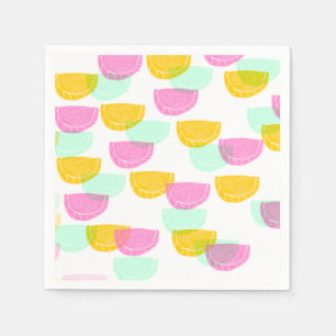 Watercolor Watermelon Pink Green Yellow Pattern Napkin