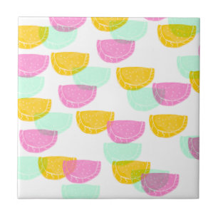 Watercolor Watermelon Pink Green Yellow Pattern   Tile