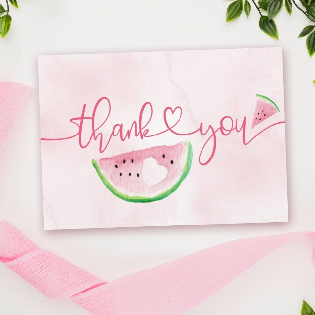 Watercolor Watermelon Pink Thank You Card (Creator Uploaded)