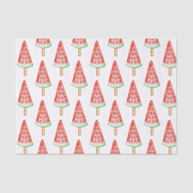 Watercolor Watermelon Popsicle Tissue Paper (Front)