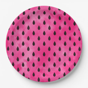 Watercolor Watermelon Seeds Paper Plate