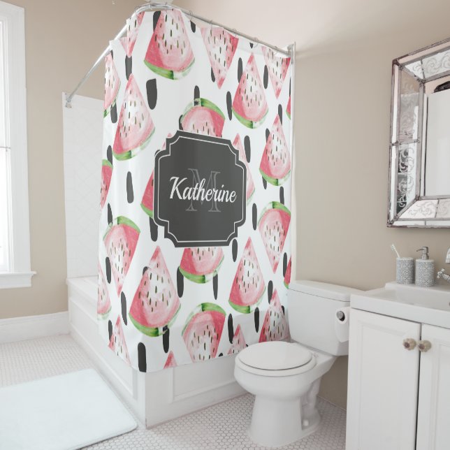 Watercolor Watermelon Shower Curtain (In Situ)