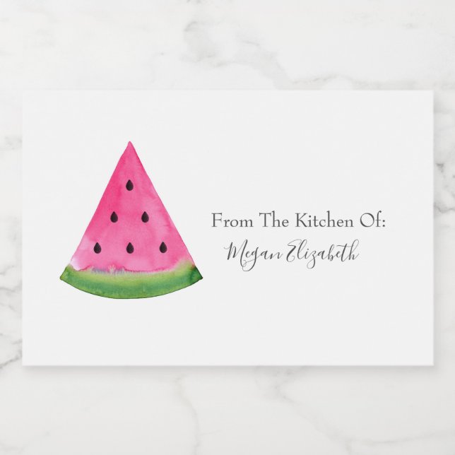 Watercolor Watermelon Slice  Food Label (Single Label)