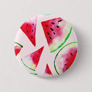 Watercolor Watermelon Slice Pattern 6 Cm Round Badge