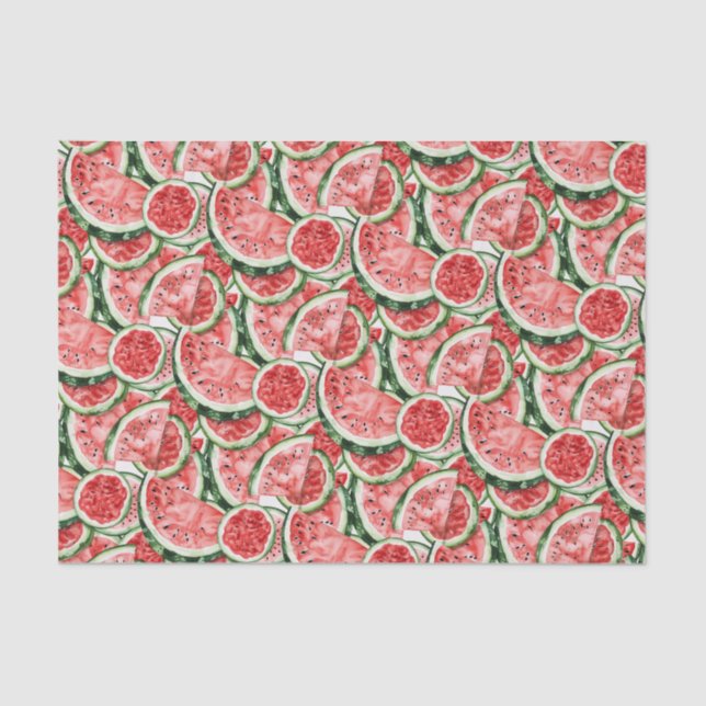 Watercolor Watermelon Slice Pattern Decoupage Tissue Paper (Front)