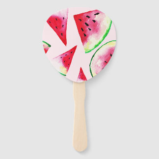 Watercolor Watermelon Slice Pattern Hand Fan