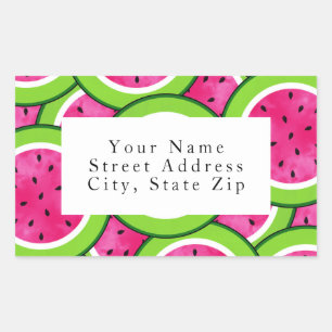Watercolor Watermelon Slice Pattern Labels