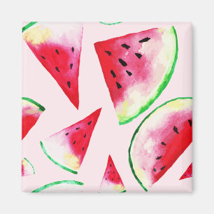 Watercolor Watermelon Slice Pattern Magnet