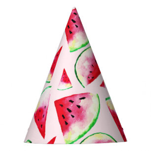 Watercolor Watermelon Slice Pattern Party Hat