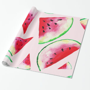 Watercolor Watermelon Slice Pattern Wrapping Paper