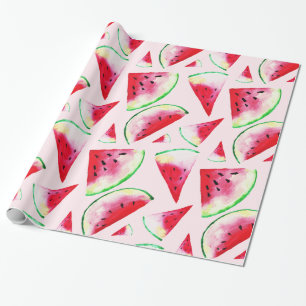Watercolor Watermelon Slice Pattern Wrapping Paper
