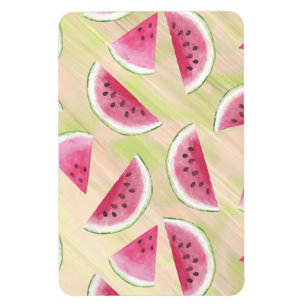 Watercolor Watermelon Slices Paint Brush Strokes Magnet