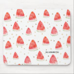 Watercolor Watermelon Slices Pattern Personalised Mouse Mat<br><div class="desc">Whimsical and bohemian mousepad featuring watercolor watermelon slices. Personalised by adding your own details. This will be perfect as a gift. This design is available in a variety of products.</div>