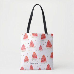 Watercolor Watermelon Slices Personalised Summer Tote Bag