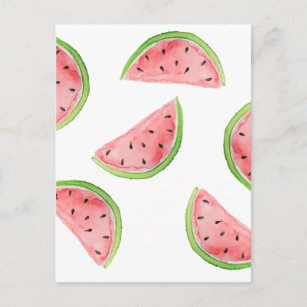 watercolor watermelon slices postcard