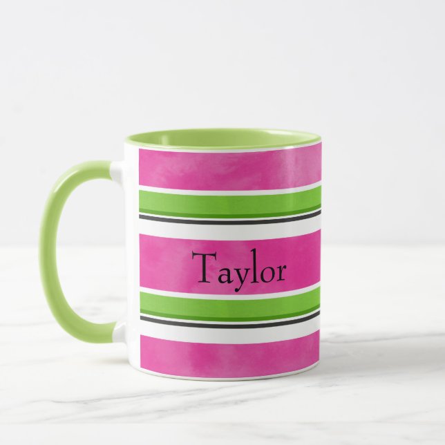 Watercolor Watermelon Stripes Mug (Left)