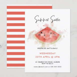Watercolor Watermelon Summer Party Invitation