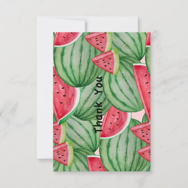 Watercolor Watermelon Thank You Card (Front)